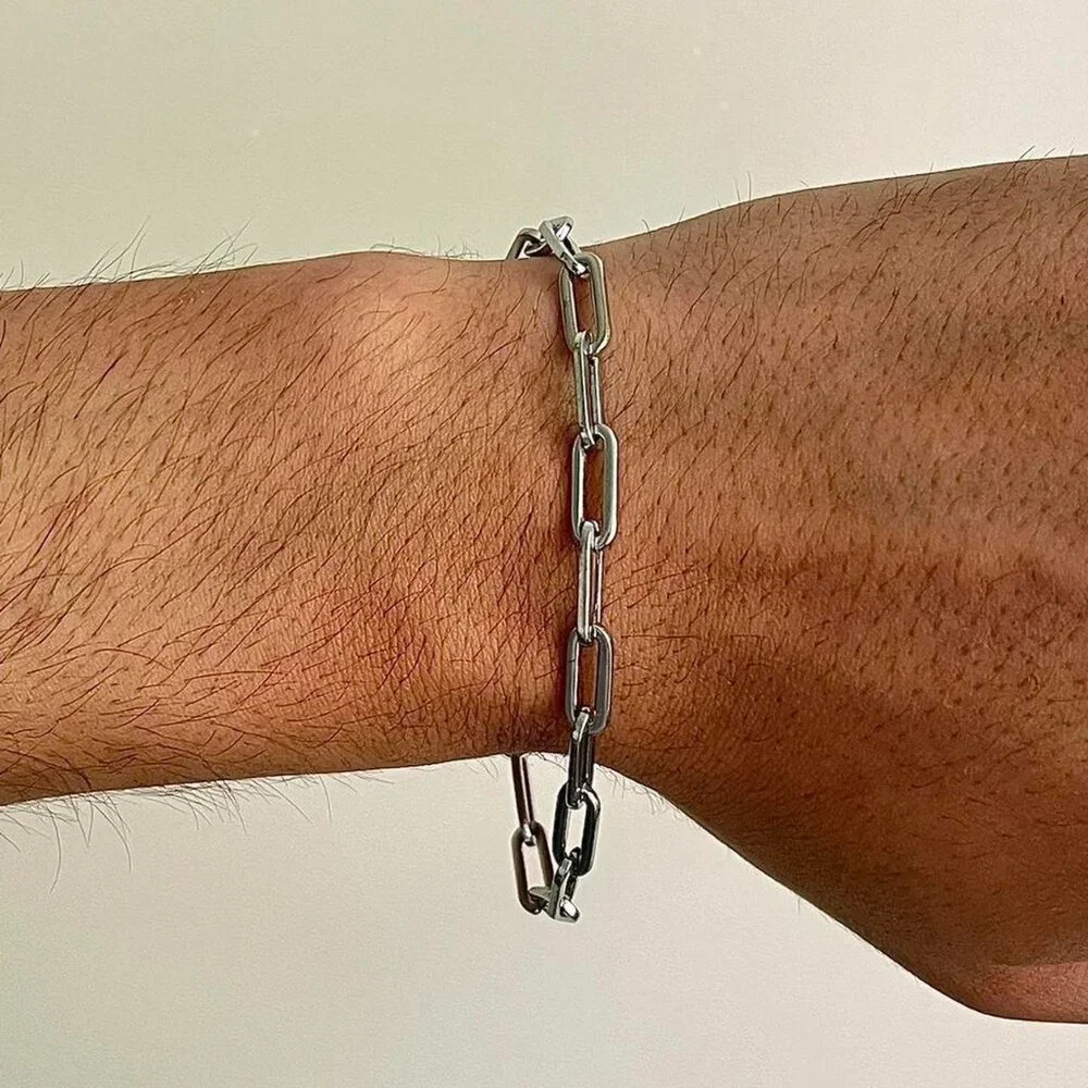 2000s vintage chain link stainless steel silver bracelet